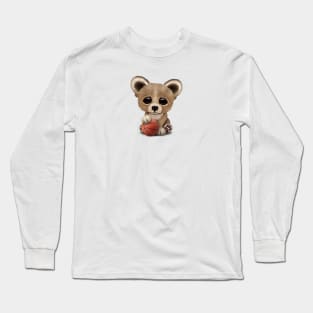 Cute Baby Bear Playing With Basketball Long Sleeve T-Shirt